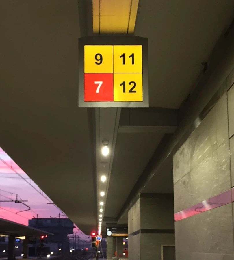 Backlit train stop position indicator